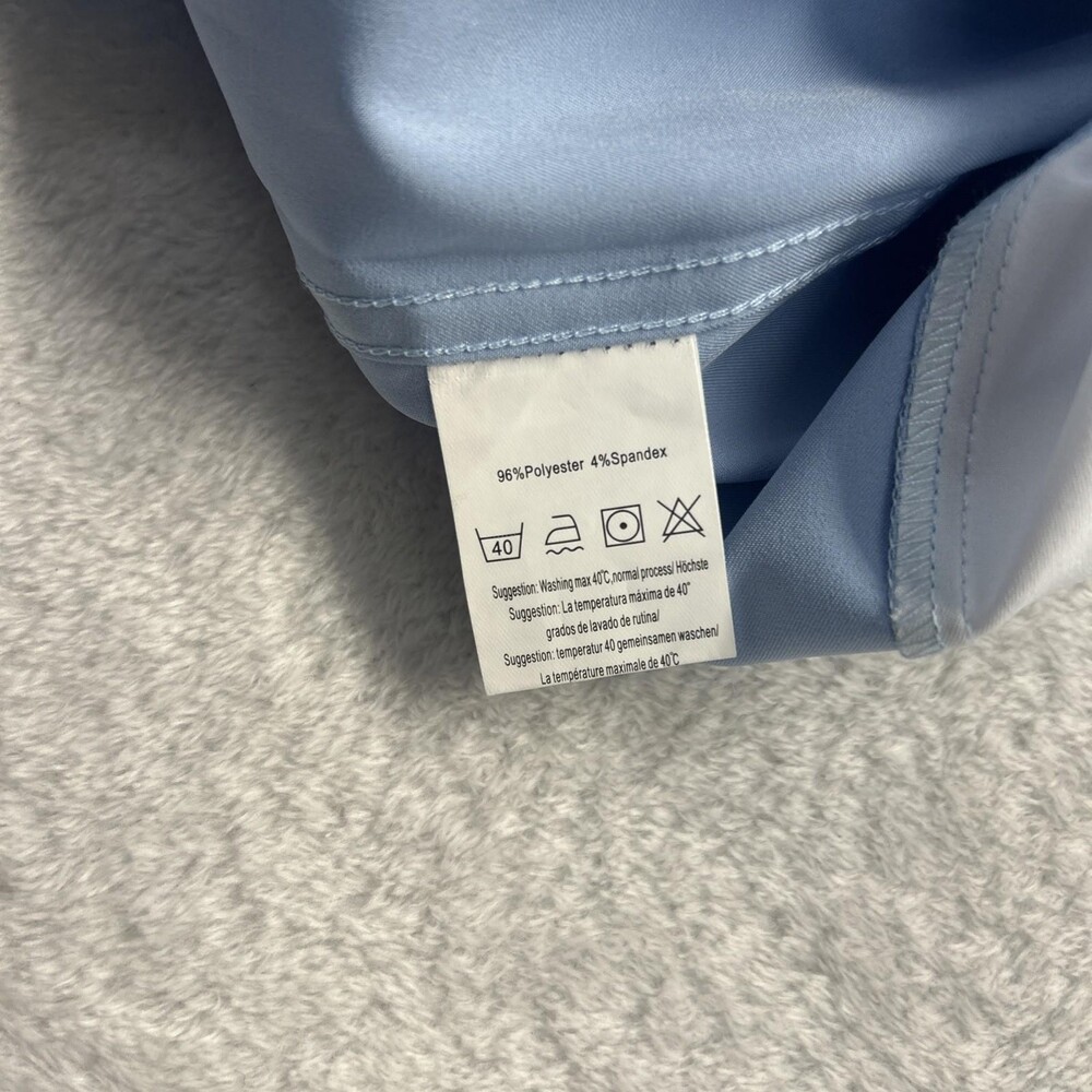 Coofandy Blue White Stripe Short Sleeve Button Up Mens L NWT Polyester Blend - Picture 10 of 11
